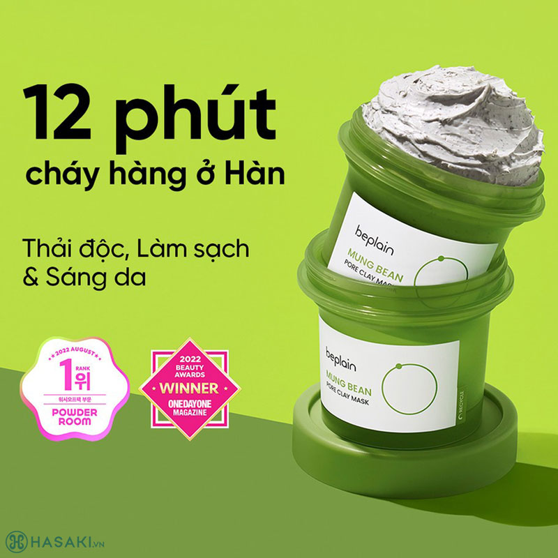 Mặt Nạ Beplain Mung Bean Pore Clay Mask Đất Sét Từ Đậu Xanh Hỗ Trợ Sạch Sâu 120ml