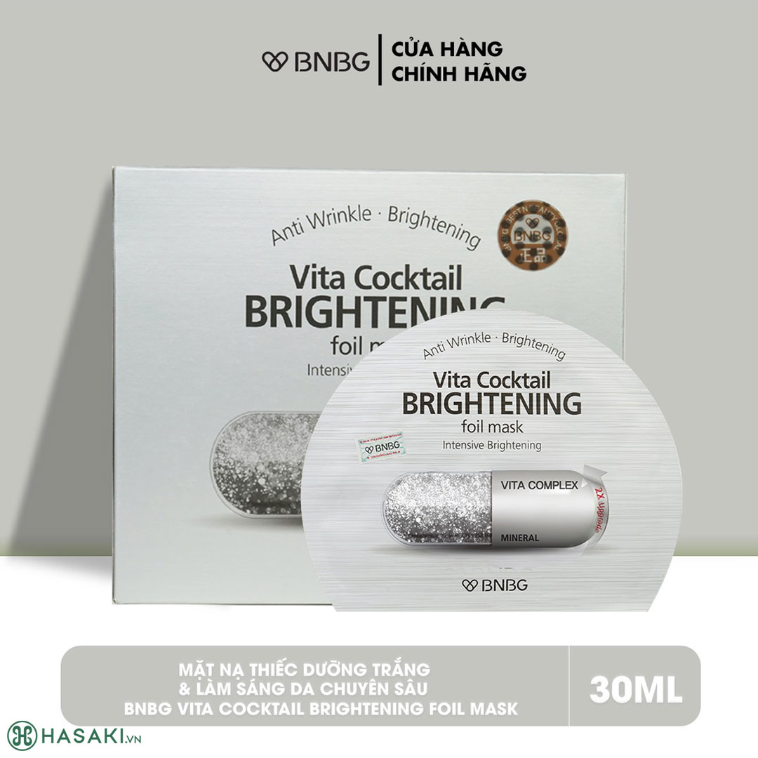 Mặt Nạ BNBG Vita Complex Vita Cocktail Brightening Foil Mask Dưỡng Sáng, Mờ Thâm Nám 30ml