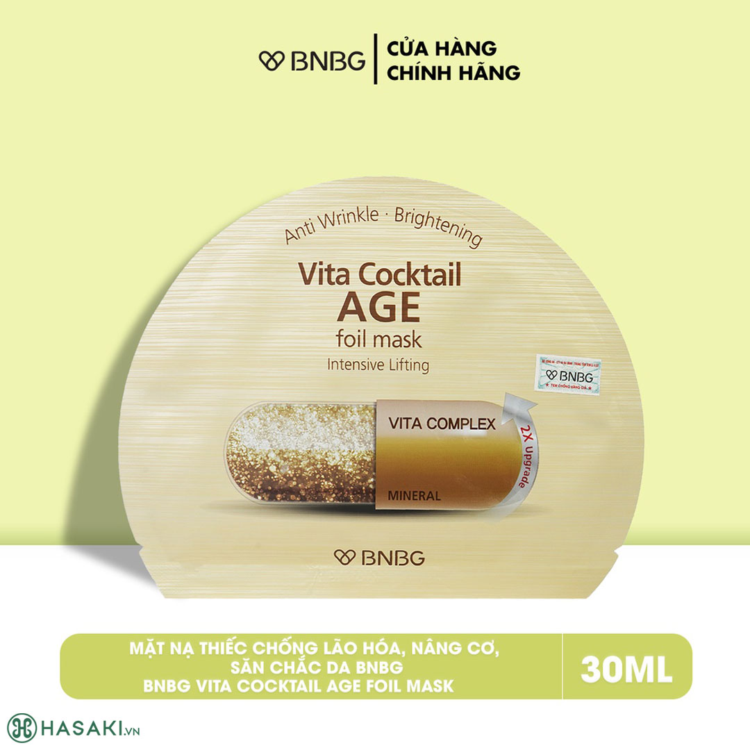 Mặt Nạ BNBG Vita Cocktail Age Foil Mask Dưỡng Săn Chắc Da, Ngăn Ngừa Lão Hóa 30ml