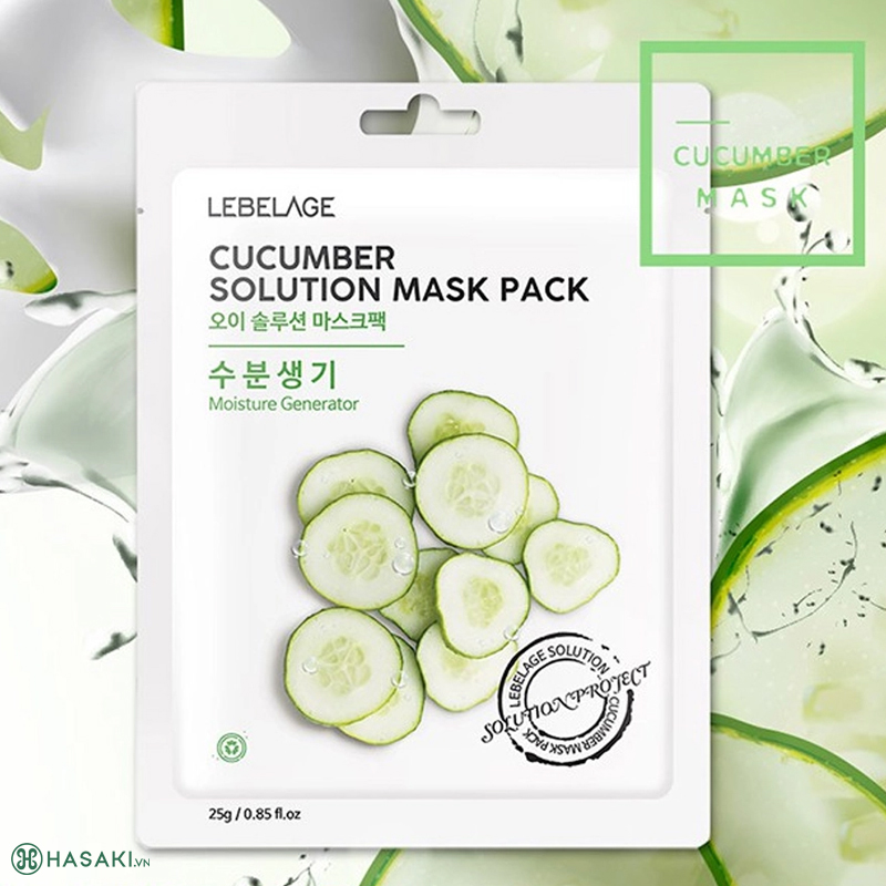 Mặt Nạ Lebelage Cucumber Solution Mask Pack Dưa Leo Cấp Ẩm, Làm Mịn Da 