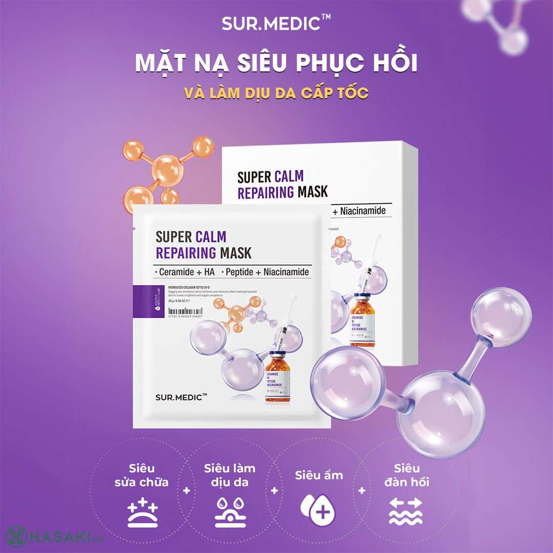 Mặt Nạ Sur.Medic+ Super Calm Repairing Mask Phục Hồi & Làm Dịu Da Cấp Tốc 28g