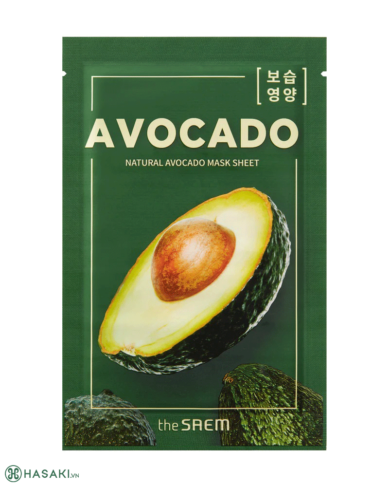 Mặt Nạ The Saem Natural Avocado Mask Sheet Chiết Xuất Trái Bơ Dưỡng Sáng Giữ Ẩm 21ml