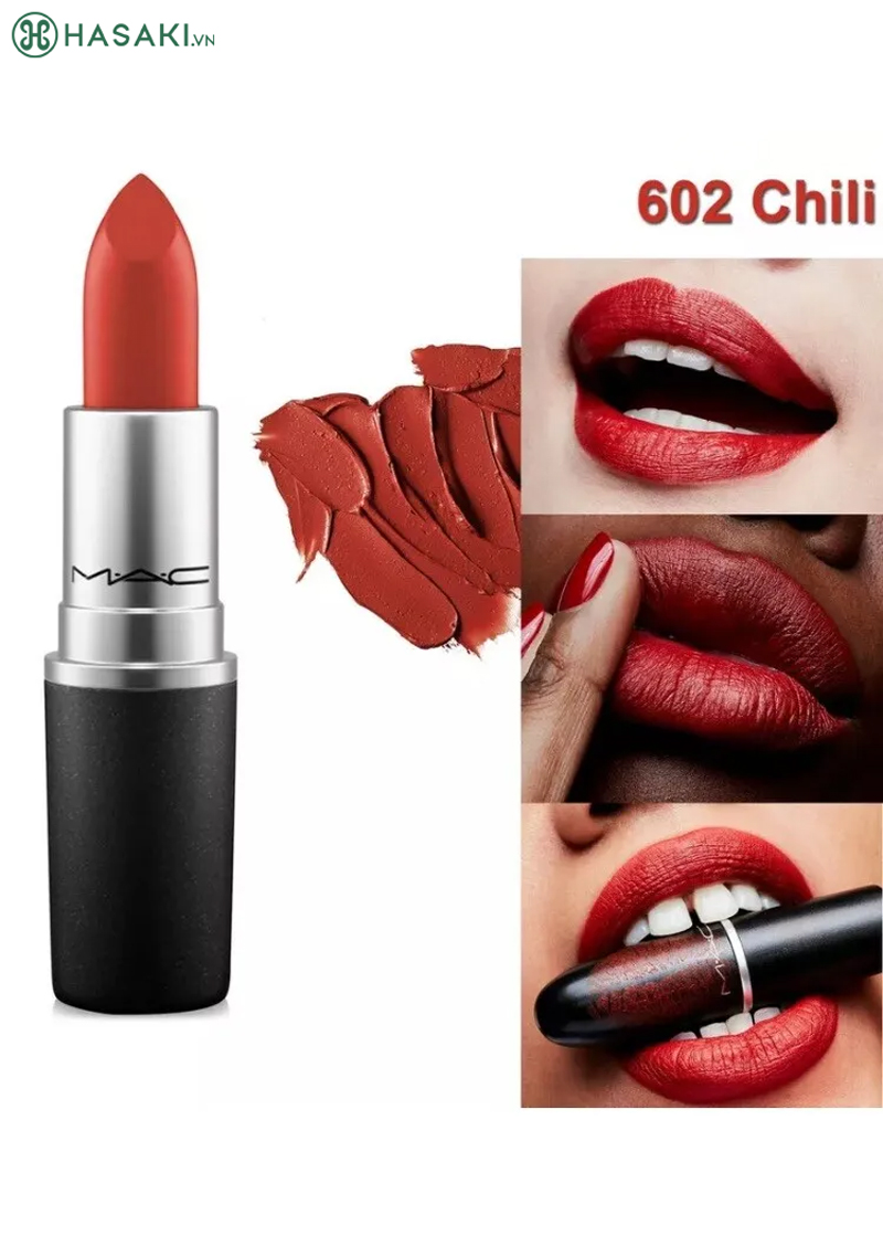  Son Thỏi Mịn Lì MAC Matte Lipstick - Màu 602 Chili (Đỏ Gạch) 3g