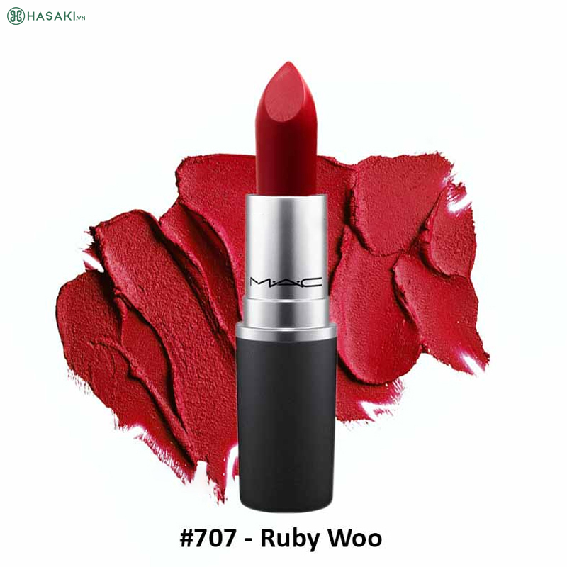 Son Thỏi Siêu Lì MAC Retro Matte Lipstick - Màu 707 Ruby Woo (Đỏ Cổ Điển) 3g