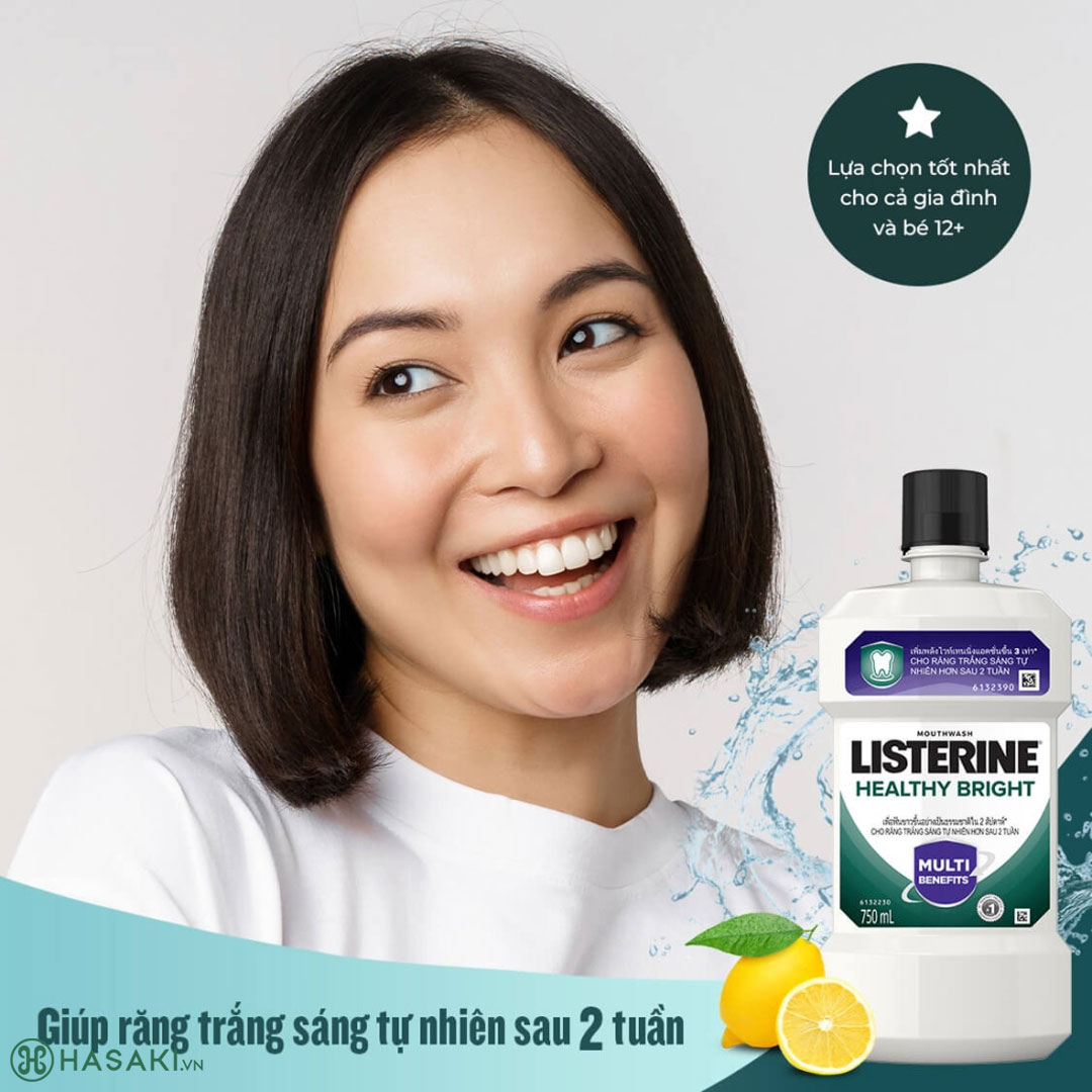 Nước Súc Miệng Listerine Healthy Bright Multi-Action Mouthwash Hasaki