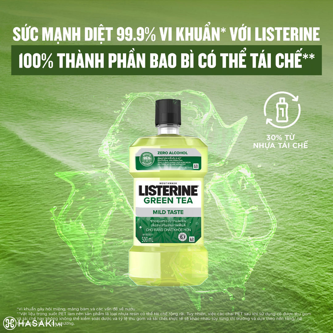 HDSD Nước Súc Miệng Listerine Natural Green Tea Zero Alcohol Multi-Action Mouthwash