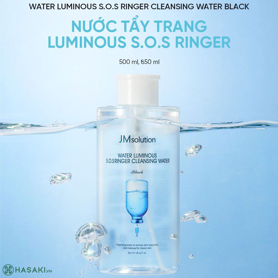 Nước Tẩy Trang JMsolution Water Luminous SOS Ringer Cleansing Water Black Làm Sạch, Bổ Sung Độ Ẩm
