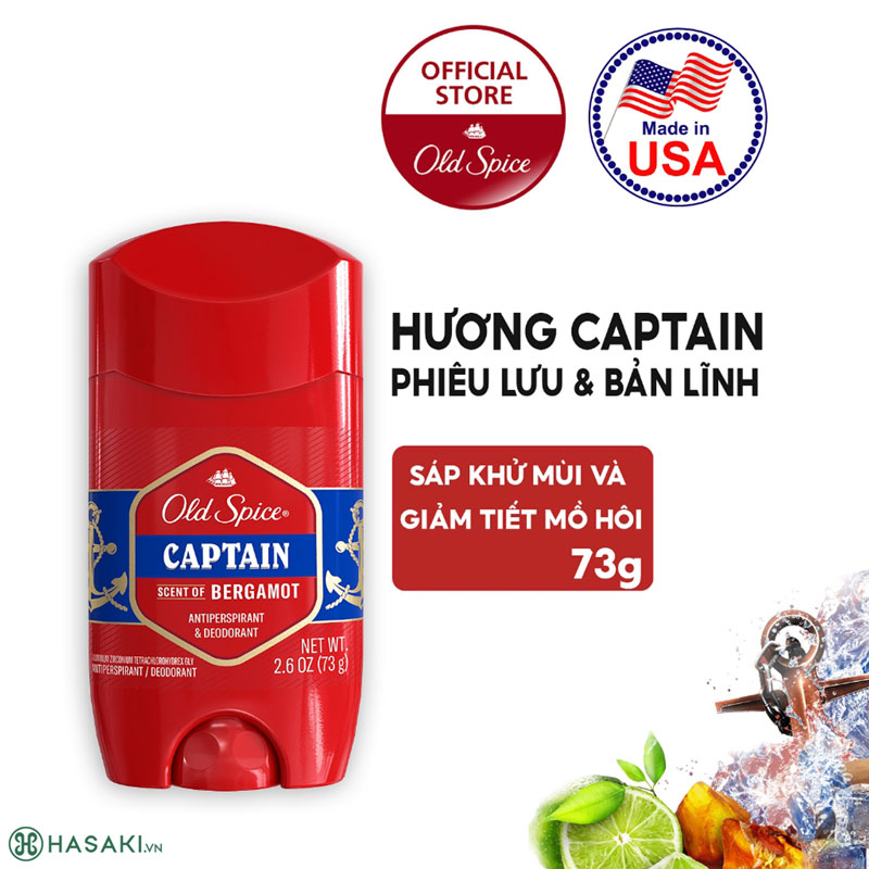 Sáp Khử Mùi & Ngăn Tiết Mồ Hôi Old Spice Hương Captain 73g