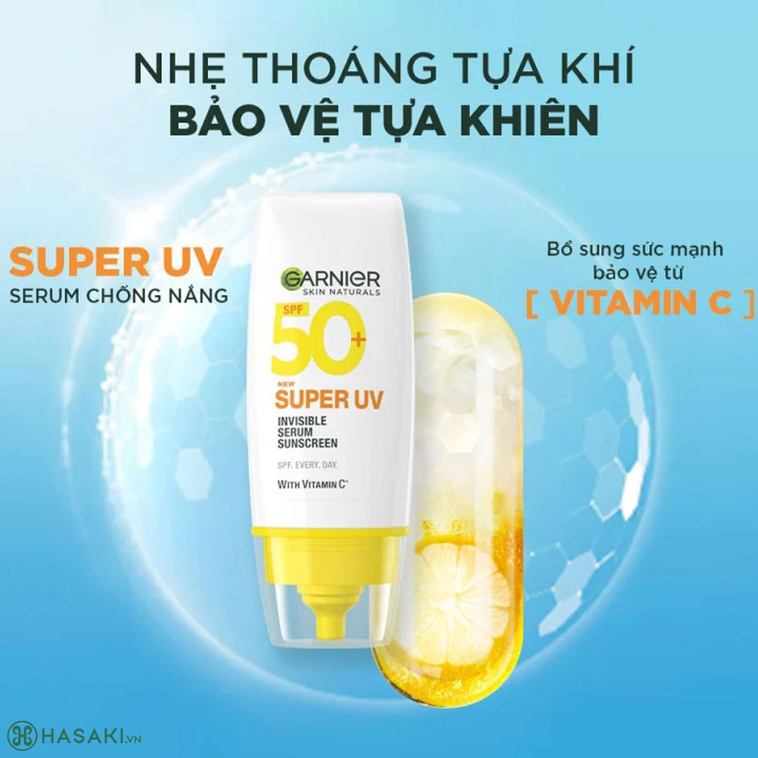 Serum Garnier Super UV Invisible Serum Sunscreen SPF50+ PA++++ Bảo Vệ Tối Ưu 30ml