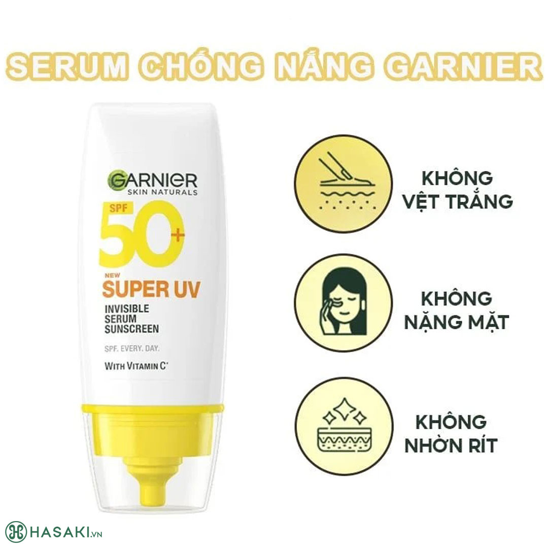 Serum Chống Nắng Mỏng Nhẹ Garnier Super UV Invisible Serum Sunscreen SPF50+ PA++++ Bảo Vệ Tối Ưu 30ml