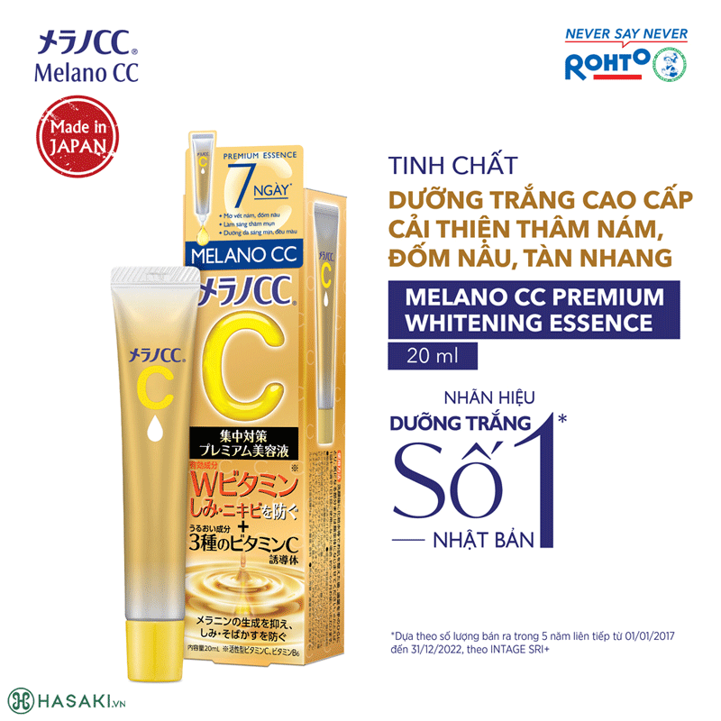 Serum Melano CC Premium Whitening Essence Dưỡng Sáng Cao Cấp, Cải Thiện Thâm Nám 20ml