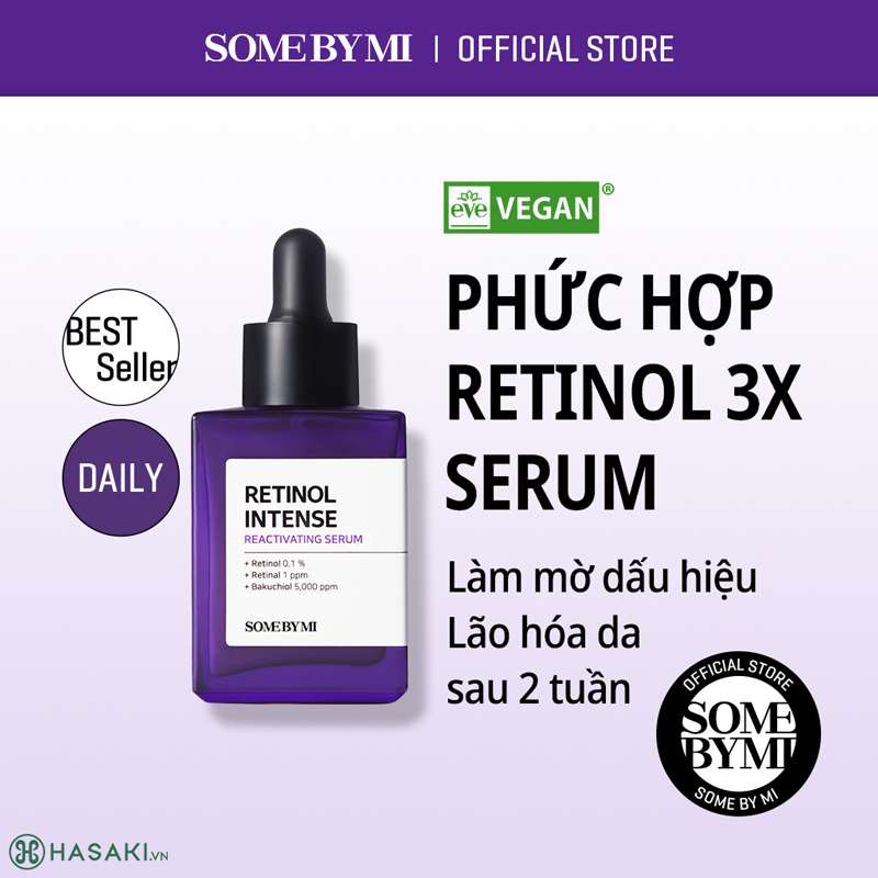 Serum Some By Mi Retinol 0.1% Retinol Intense Reactivating Serum Ngừa Lão Hóa, Căng Bóng Da 30ml