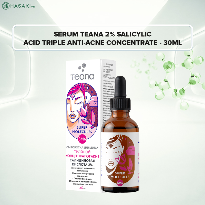 Serum Teana 2% Salicylic Acid SM6 Super Molecules Triple Anti-Acne Concentrate 30ml