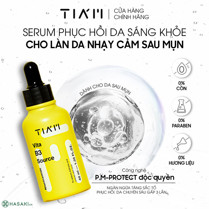 Serum Tia'm Vita B3 Source (10% Niacinamide + 2% Arbutin) Làm Sáng, Phục Hồi Cho Da Dầu Mụn 40ml