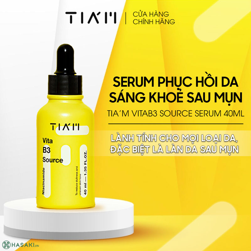 Serum Tia'm Vita B3 Source (10% Niacinamide + 2% Arbutin) Làm Sáng, Phục Hồi Cho Da Dầu Mụn, Nhạy Cảm 40ml