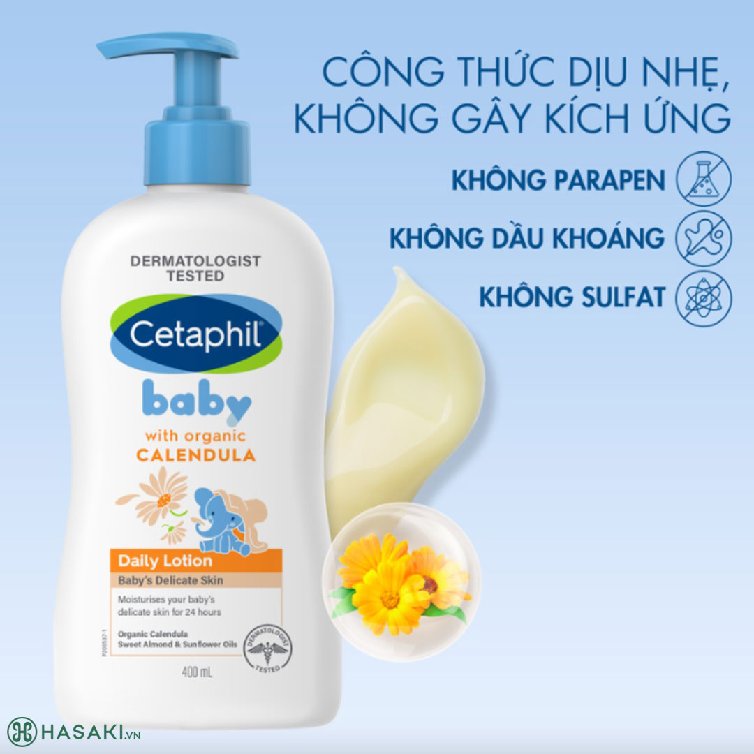 Sữa Dưỡng Ẩm Cetaphil Baby Daily Lotion with Calendula Cho Bé Chiết Xuất Hoa Cúc 400ml Phiên Bản Mới