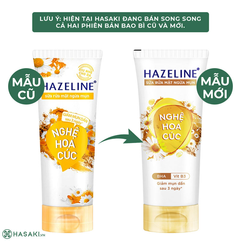 Sữa Rửa Mặt Hazeline Giảm Mụn Chiết Xuất Nghệ Hoa Cúc 