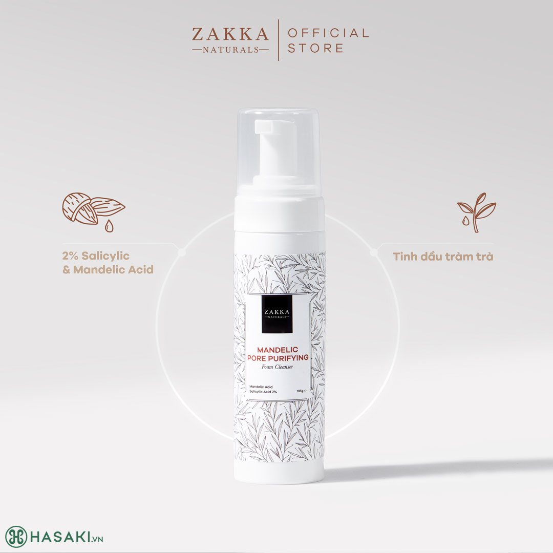 Sữa Rửa Mặt Zakka Naturals Mandelic Pore Purifying Foam Cleanser Làm Sạch, Ngăn Ngừa Mụn 