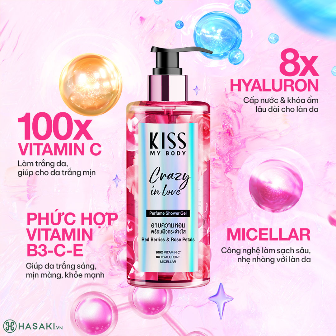 Sữa Tắm Kiss My Body Perfume Shower Gel Hương Nước Hoa Crazy In Love 380ml