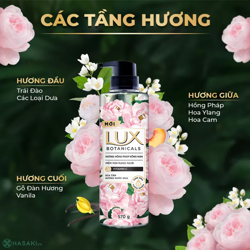 Sữa Tắm Lux Botanicals Hoa Hồng Pháp Nồng Nàn 570g