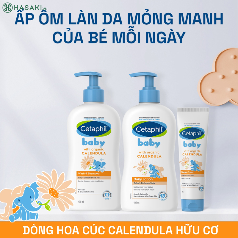 Sữa tắm gội dịu nhẹ Cetaphil Baby Wash & Shampoo with Organic Calendula