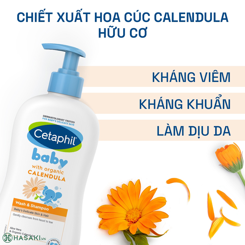 Sữa tắm gội dịu nhẹ Cetaphil Baby Wash & Shampoo with Organic Calendula - 1
