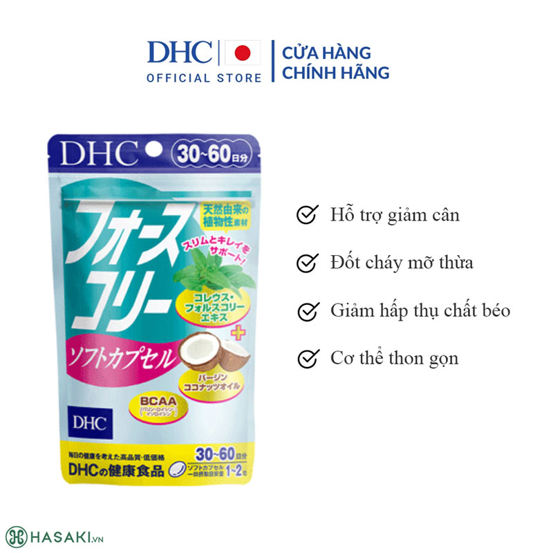 Thực Phẩm Bảo Vệ Sức Khỏe DHC Forskohlii Soft Capsule Dạng Viên Uống Dầu Dừa 30 Ngày