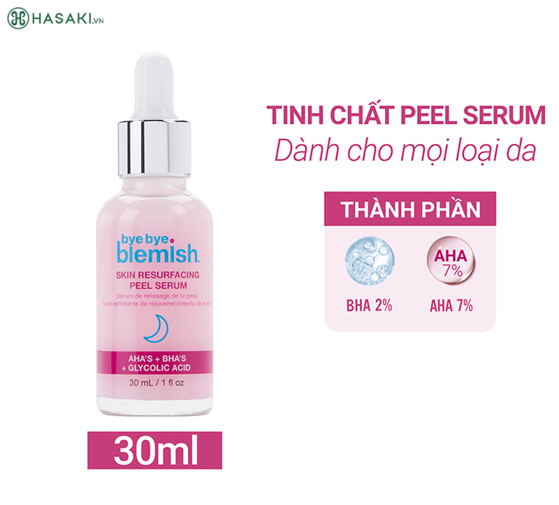 Bye Bye Blemish Skin Resurfacing Peel Serum (AHA + BHA) Mờ Thâm, Mịn Da 30ml