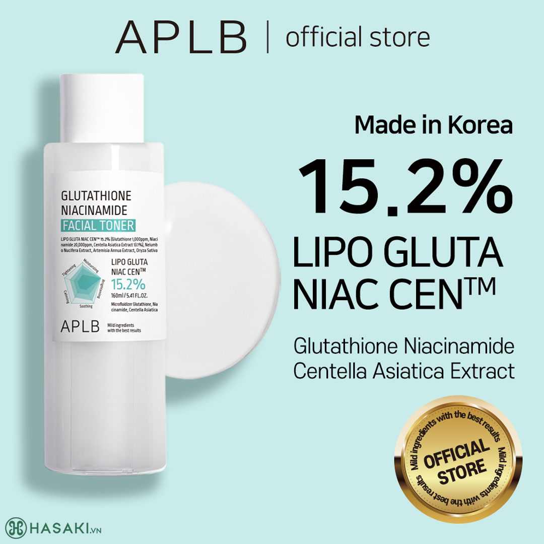 Toner Dưỡng Sáng Da APLB Glutathione Niacinamide Lipo Gluta Niac 15.2% Facial Toner 160ml