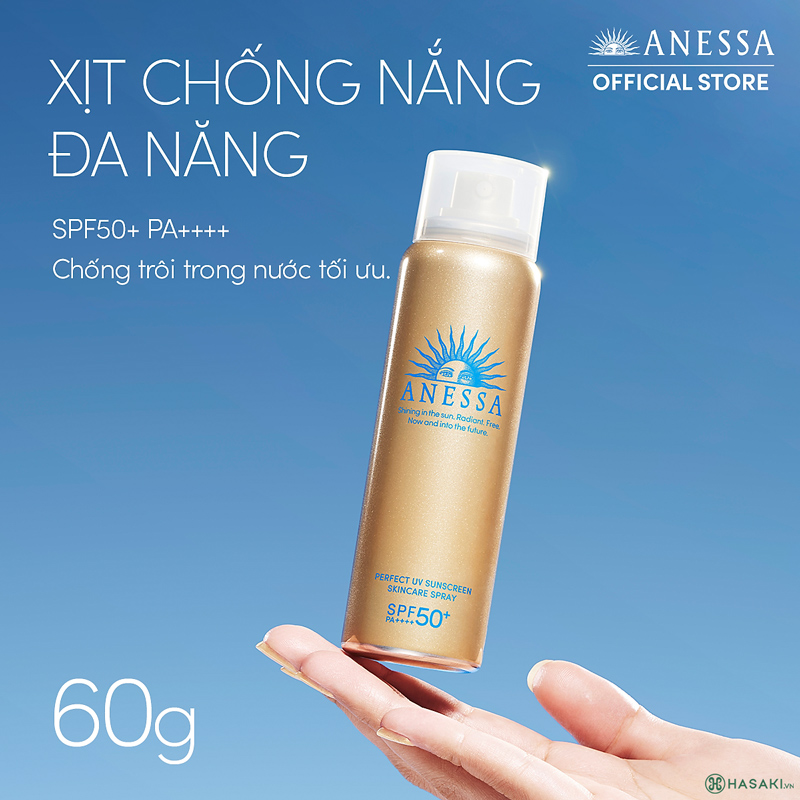 Xịt Chống Nắng Anessa Anessa Perfect UV Sunscreen Skincare Spray N SPF50+ PA++++ giúp bảo vệ & chống tia UV tối ưu cho mặt, toàn thân & tóc.