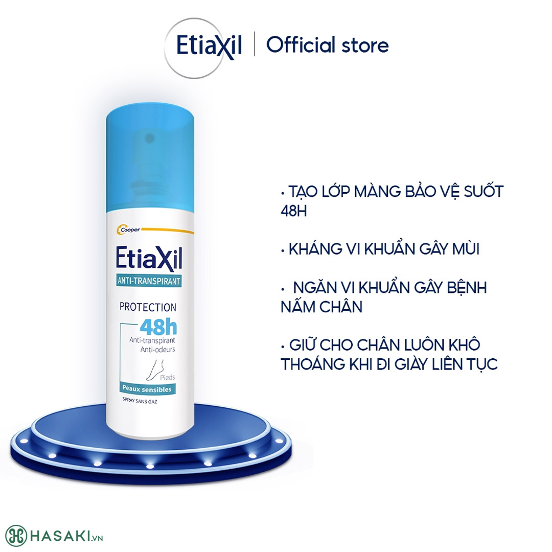 Xịt Khử Mùi Mồ Hôi Chân EtiaXil Deodorant Anti-transpirant 48h Pieds Feet 100ml