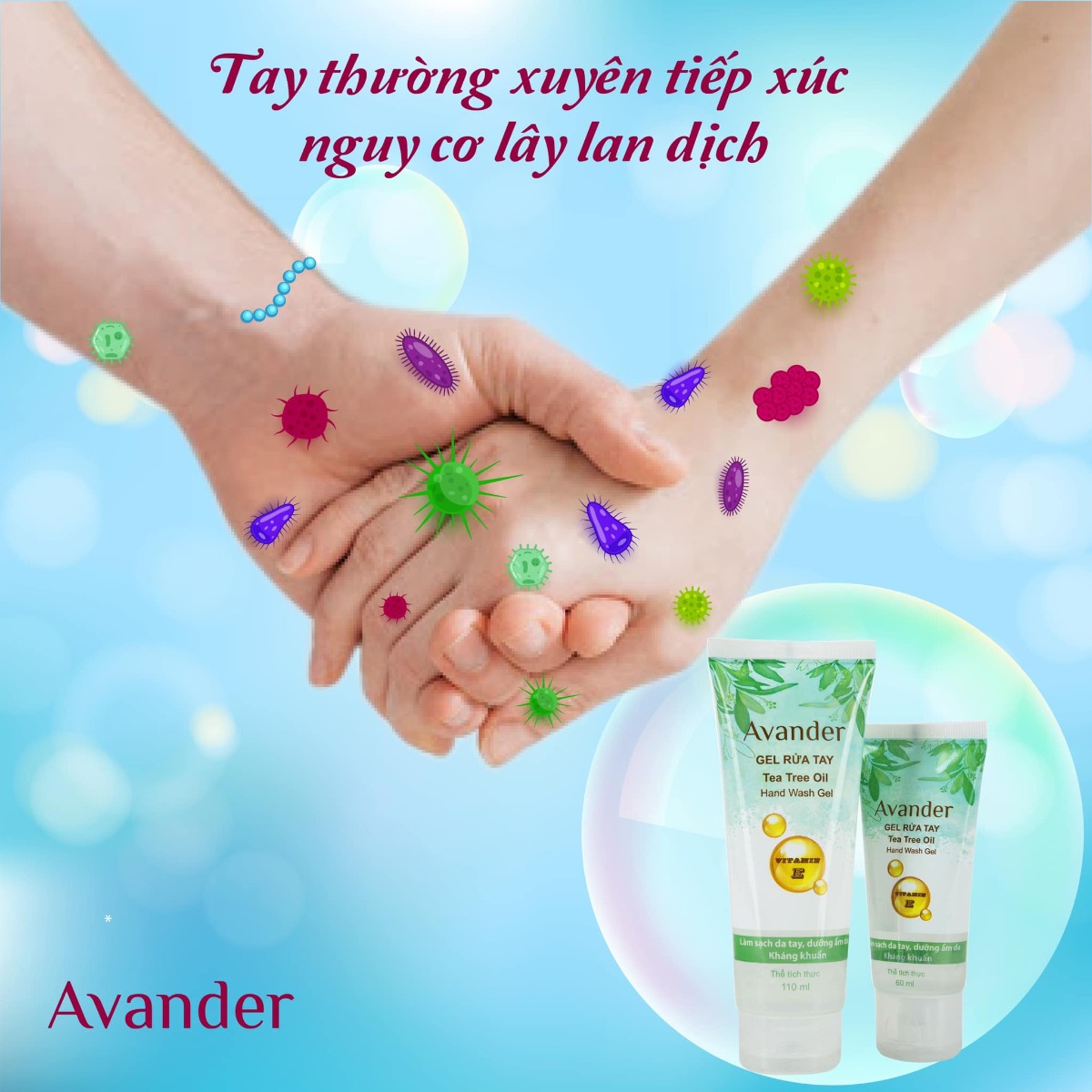 Gel Rửa Tay Avander Tea Tree Oil Hand Wash Gel 110ml