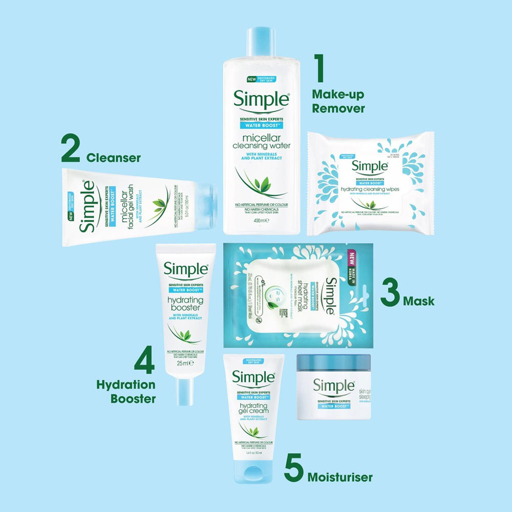 Khăn Giấy Tẩy Trang Simple Water Boost Hydrating Cleansing Wipes 25 Miếng