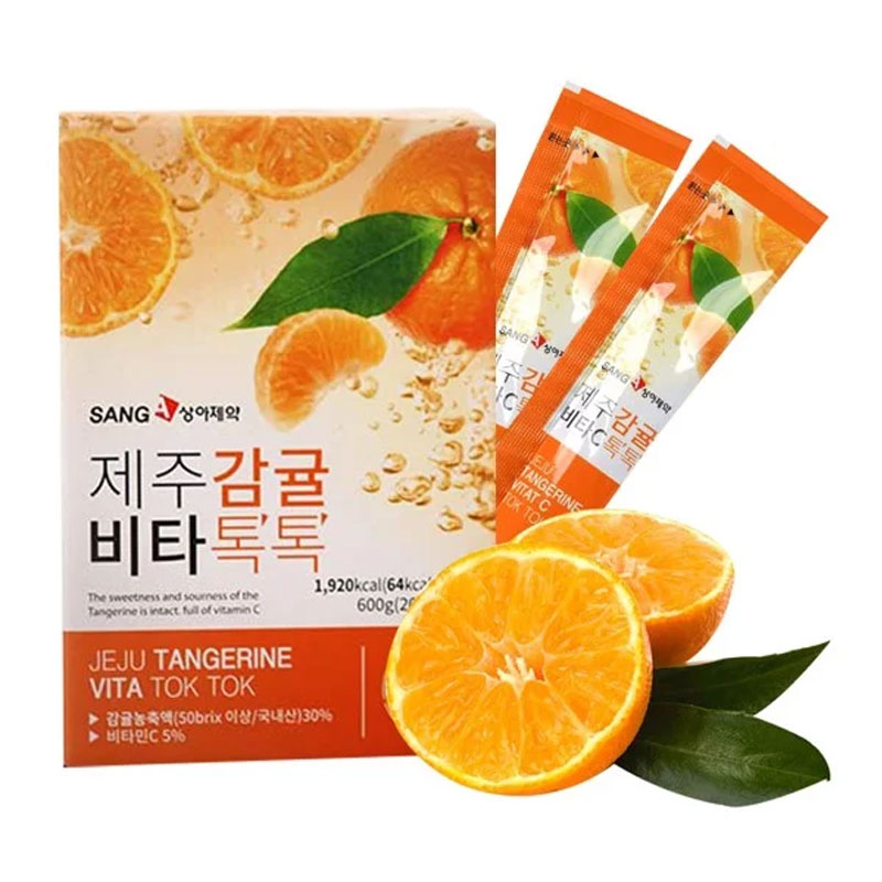 Nước Ép Quýt Sanga Hỗ Trợ Giảm Cân, Làm Đẹp Da Jeju Tangerine Vita Tok Tok 20g x 30 Gói