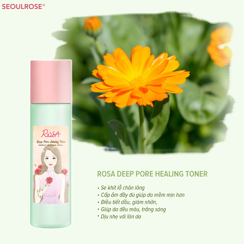 Công dụng Nước Hoa Hồng SeoulRose Làm Sạch Sâu & Dịu Da Rosa Deep Pore Healing Toner 120ml