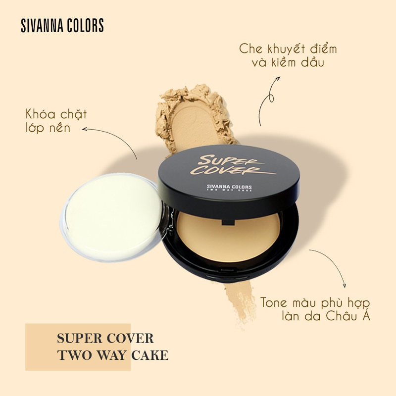 Công dụng Phấn Nền Sivanna Colors Super Cover Two Way Cake 10g