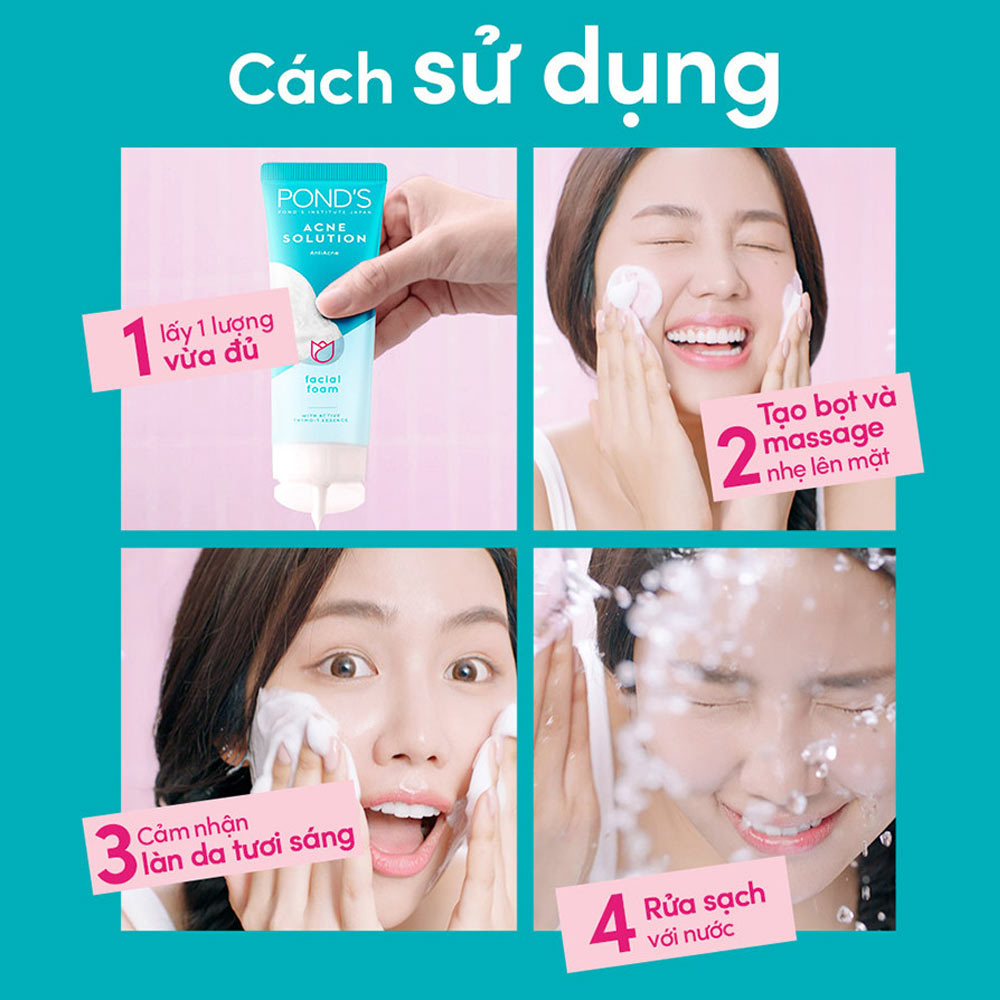 HDSD Sữa Rửa Mặt Pond's Acne Clear Facial Foam 100g