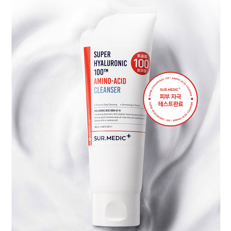 Sữa Rửa Mặt Sur.Medic+ Làm Sạch Sâu & Dưỡng Ẩm Super Hyaluronic 100™ Amino-Acid Cleanser 100ml