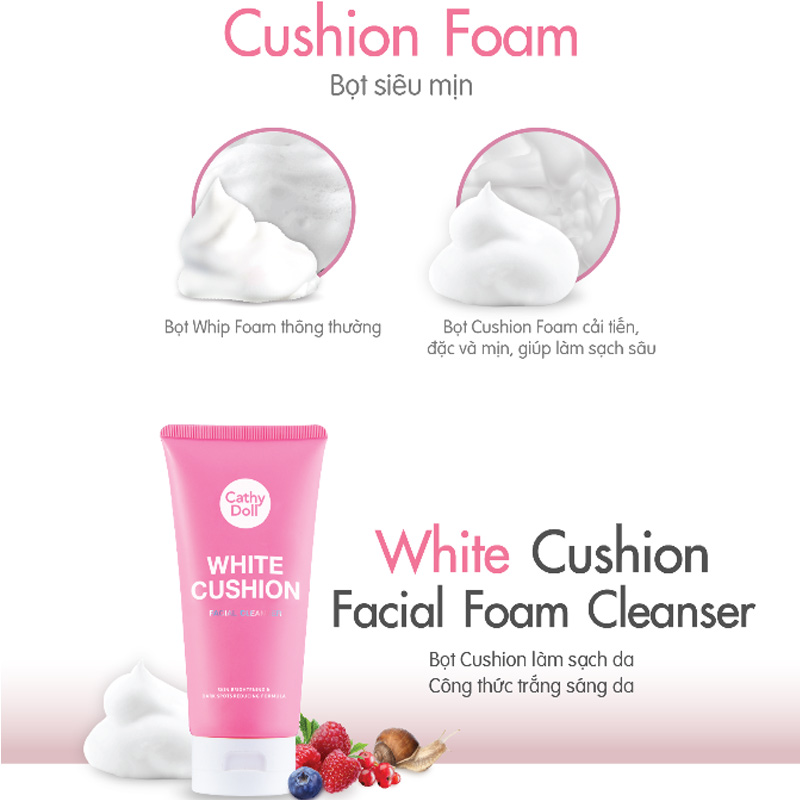 Sữa Rửa Mặt Tạo Bọt Cathy Doll Sáng Da White Cushion Facial Foam Cleanser