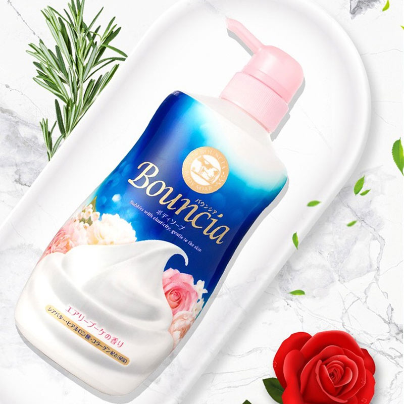 Sữa Tắm Bouncia Tinh Chất Sữa Hương Hoa Hồng Body Soap Airy Bouquet Scent With Pump 500ml