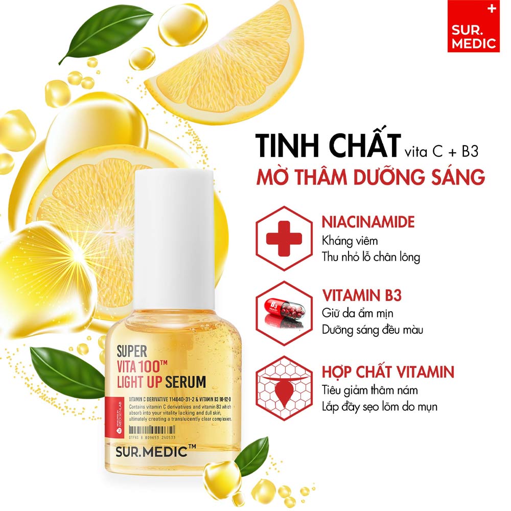 Thành phần Tinh Chất Sur.Medic+ Mờ Thâm Và Dưỡng Sáng Da 30ml 